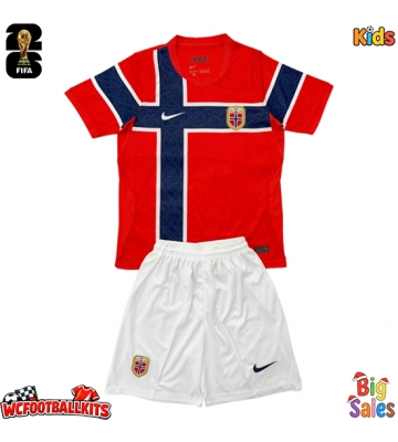 Norway Replica Home Stadium Kit for Kids World Cup 2026 Short Sleeve (+ pants)